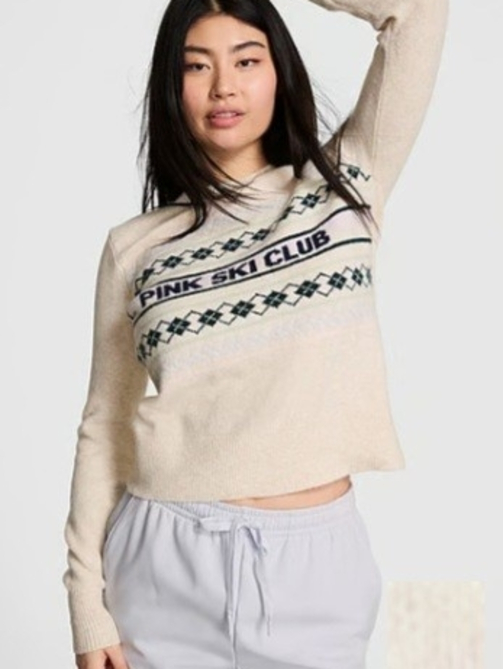 PINK Victoria's Secret Cream Ski Club Cowl Sweater